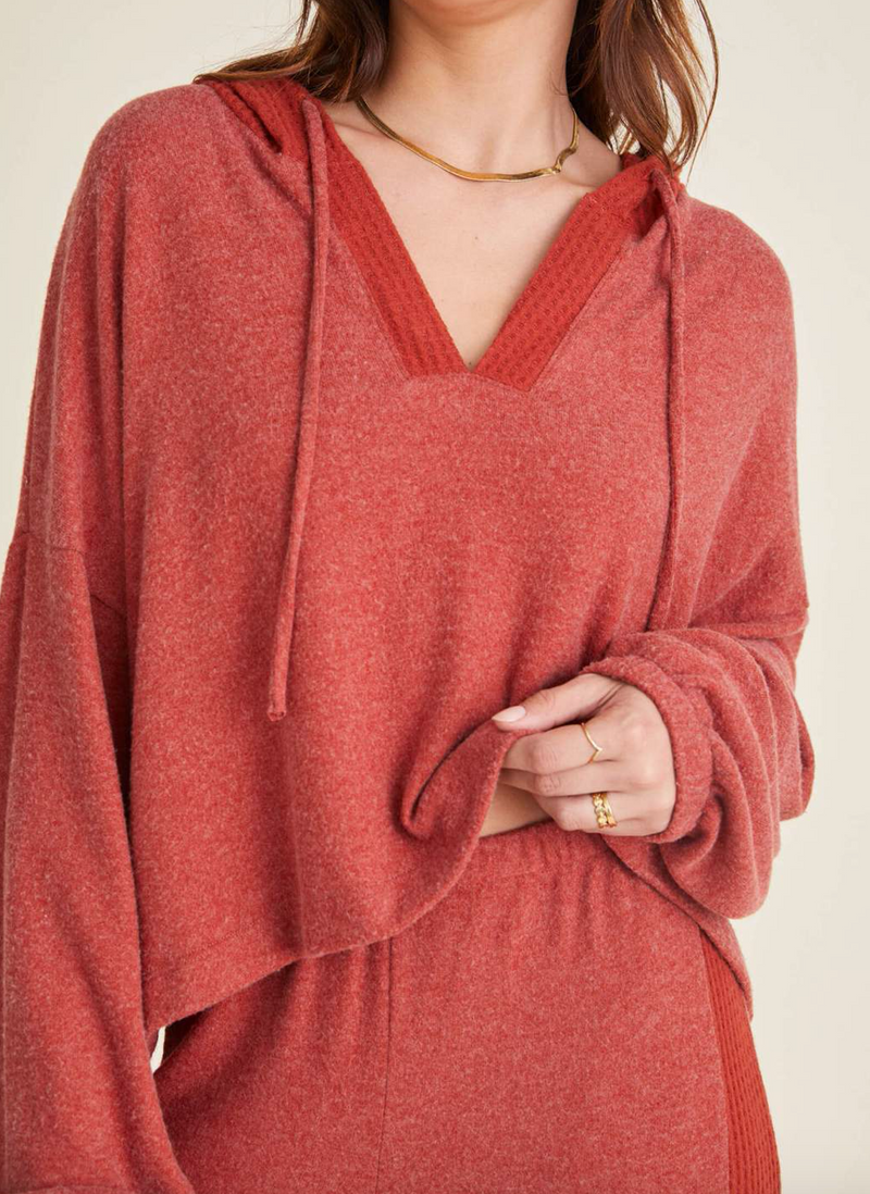 Close up of the Project Social T Savannah Heathered Cozy Hoodie 