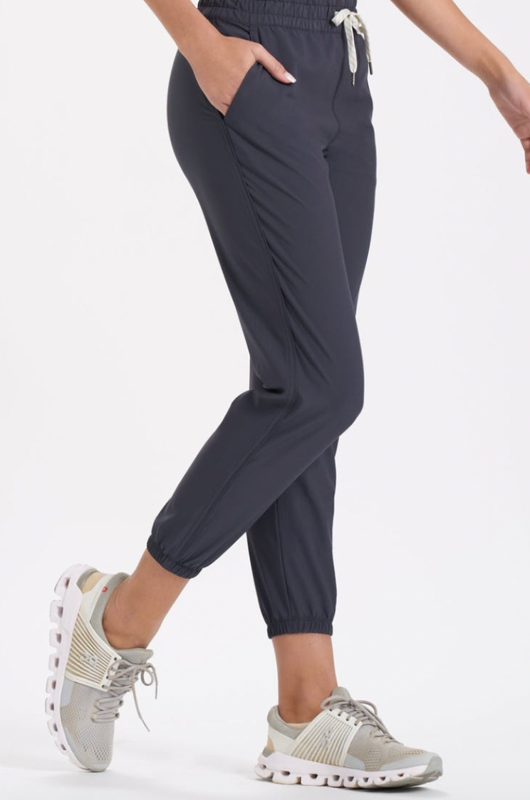Woman wearing Vuori joggers