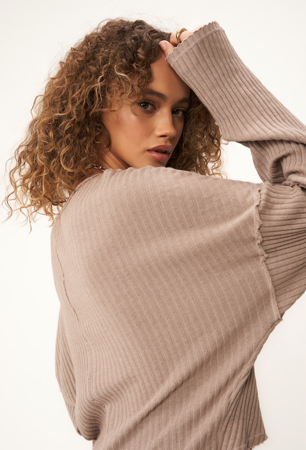 Felicity Notch Neck Sweater Rib Top