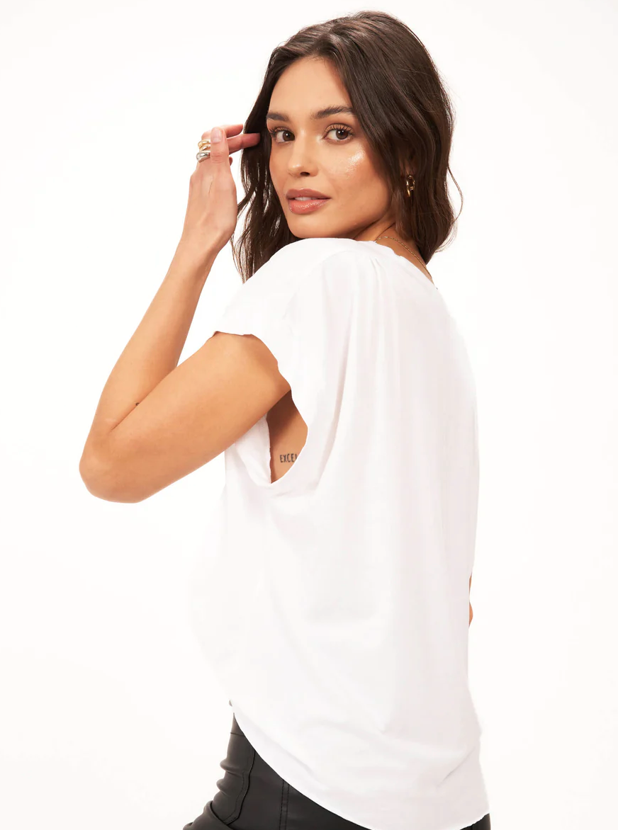 Kiki Ruched Shoulder Washed Tee