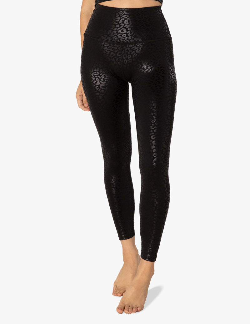 Beyond Yoga High Waisted Midi Legging Shiny Leopard Black D13243