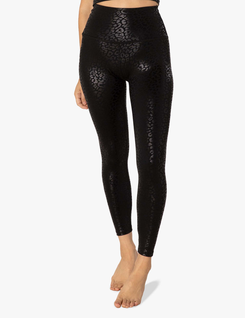 Front look at the Beyond Yoga Shiny Leopard High Waisted Midi Legging