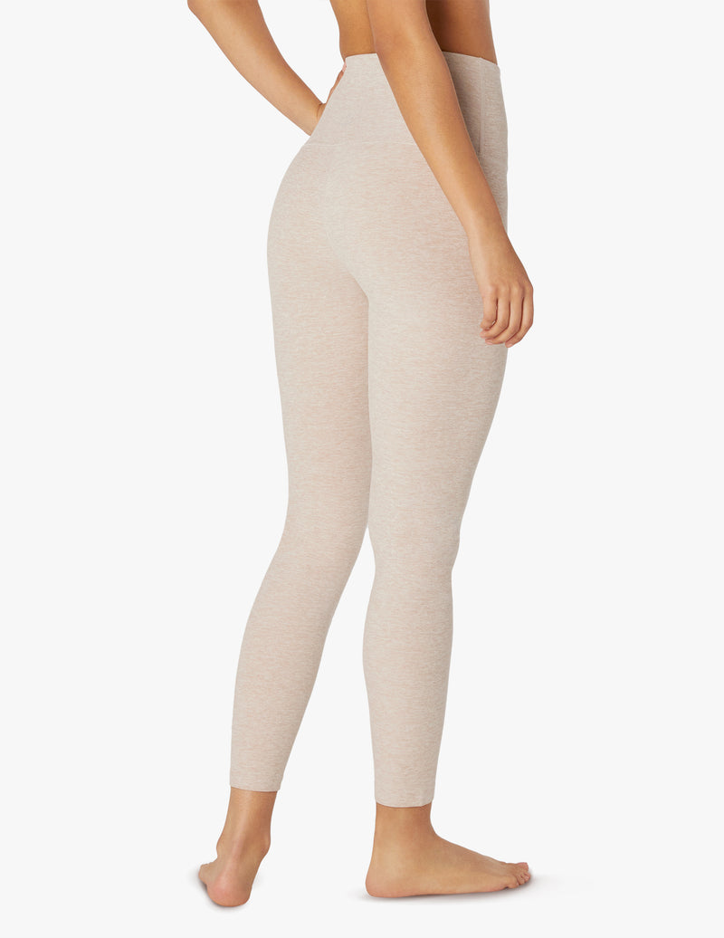 Back view of the Beyond Yoga Spacedye High Waist Midi Legging in Silver Mist