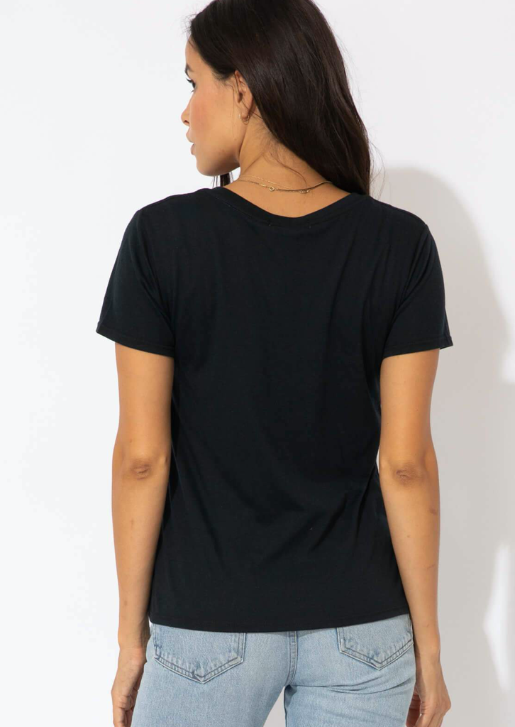Back view of the Sub_Urban Riot Frankie V Neck Tee in Black 