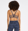 Back view of the Vuori Yosemite Bra in Ocean Shibori 