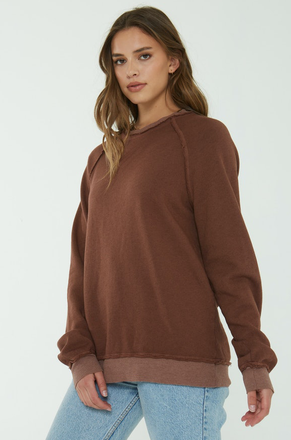 Side view of the Always Never Thermal Mix Sweatshirt
