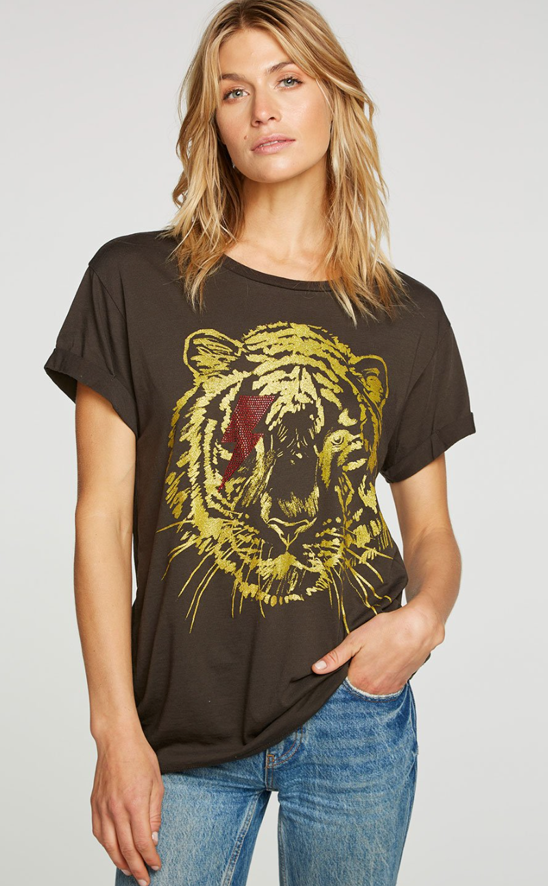 Chaser Tiger Star Rolled Sleeve Crew Tee