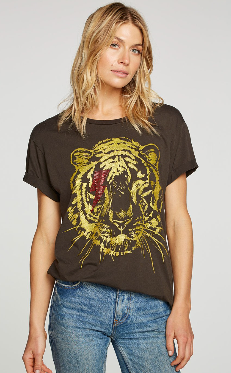 Chaser Tiger Star Rolled Sleeve Crew Tee