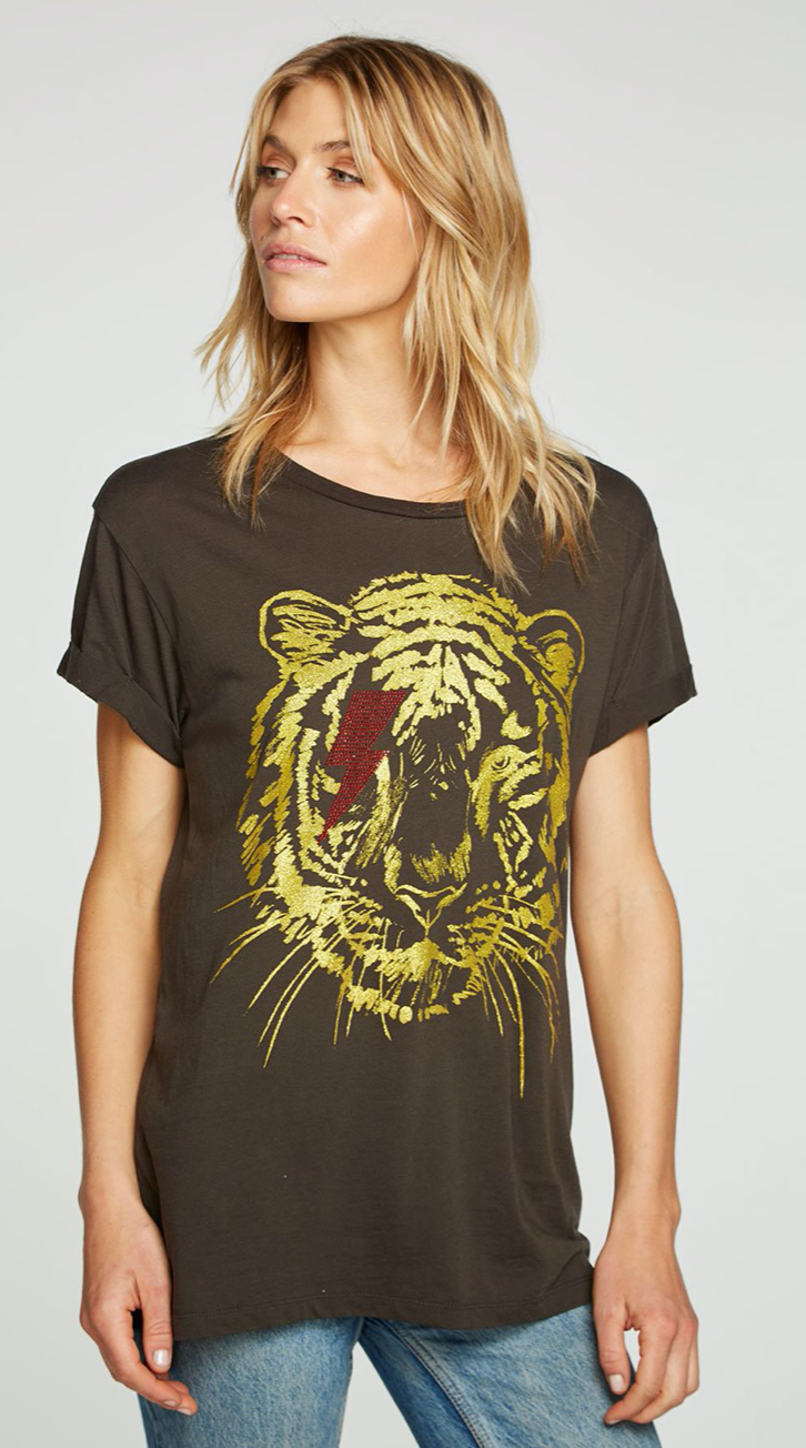 Chaser Tiger Star Rolled Sleeve Crew Tee