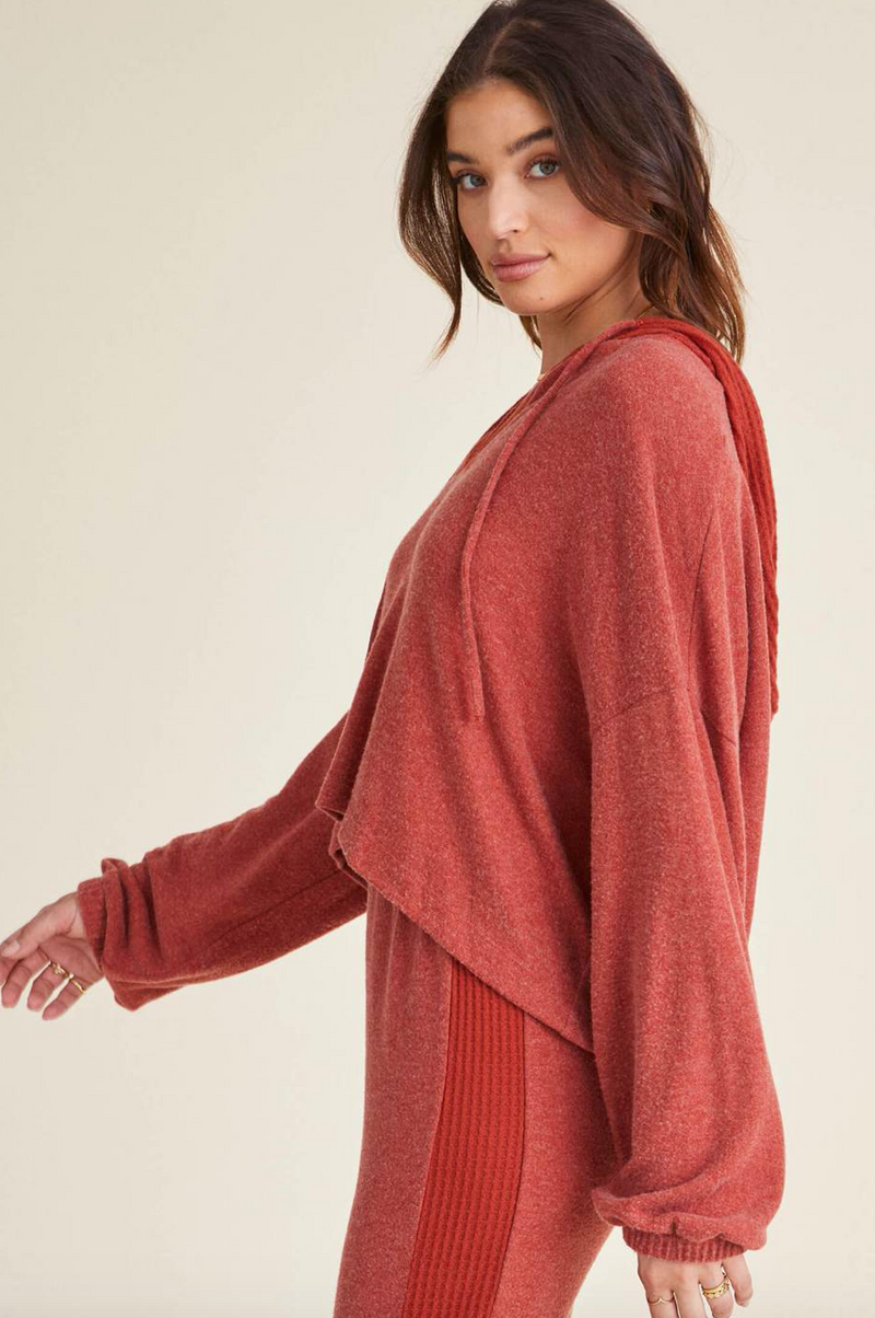 Side view of the Project Social T Savannah Heathered Cozy Hoodie 
