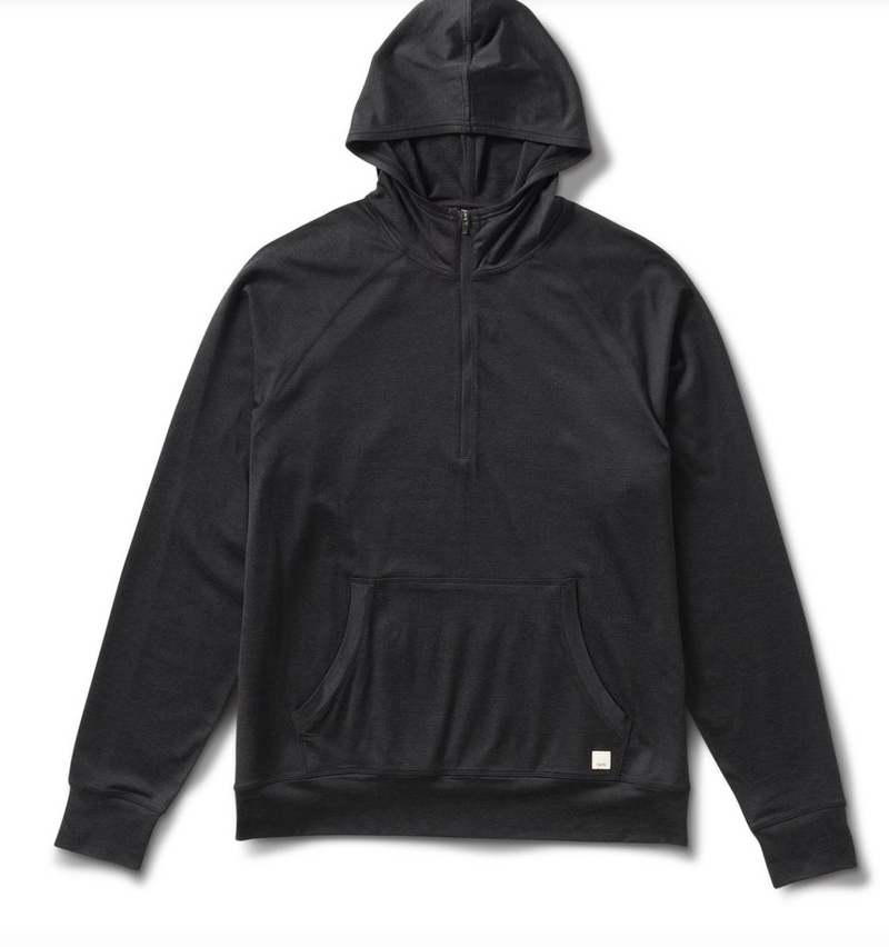 Vuori Men's Ponto Performance Half Zip Hoodie in Black Heather