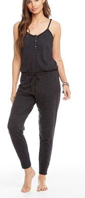 Drawstring Henley Jumpsuit