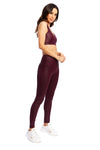 Side view of the Goldsheep Long Legging - Wet Maroon Shine 