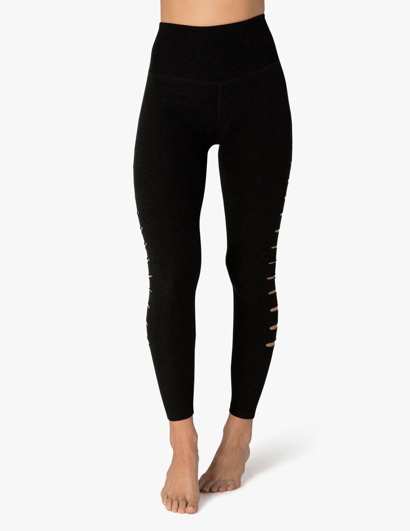 Front view of the Beyond Yoga So Slashed High Waisted Midi Legging